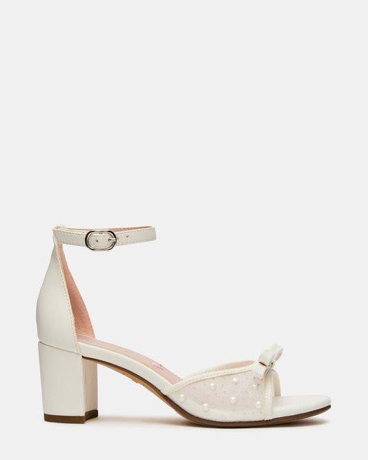 Kids' ADIA White Mesh Block Heel Girls' Heel | Steve Madden Discount