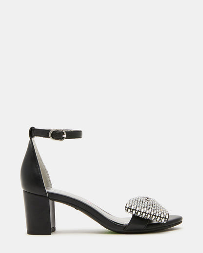 Kids' ABIGAL Black Rhinestone Embellised Block Heel Girls' Heel | Steve Madden Trusted