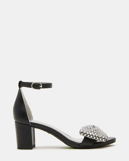 Kids' ABIGAL Black Rhinestone Embellised Block Heel Girls' Heel | Steve Madden Trusted