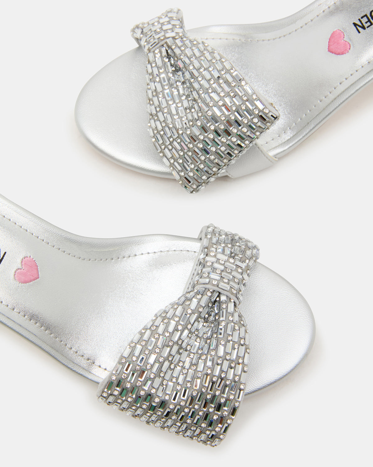 Kids' ABIGAL Silver Rhinestone Embellised Block Heel Girls' Heel | Steve Madden Discount