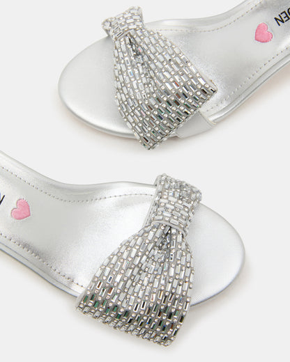 Kids' ABIGAL Silver Rhinestone Embellised Block Heel Girls' Heel | Steve Madden Discount