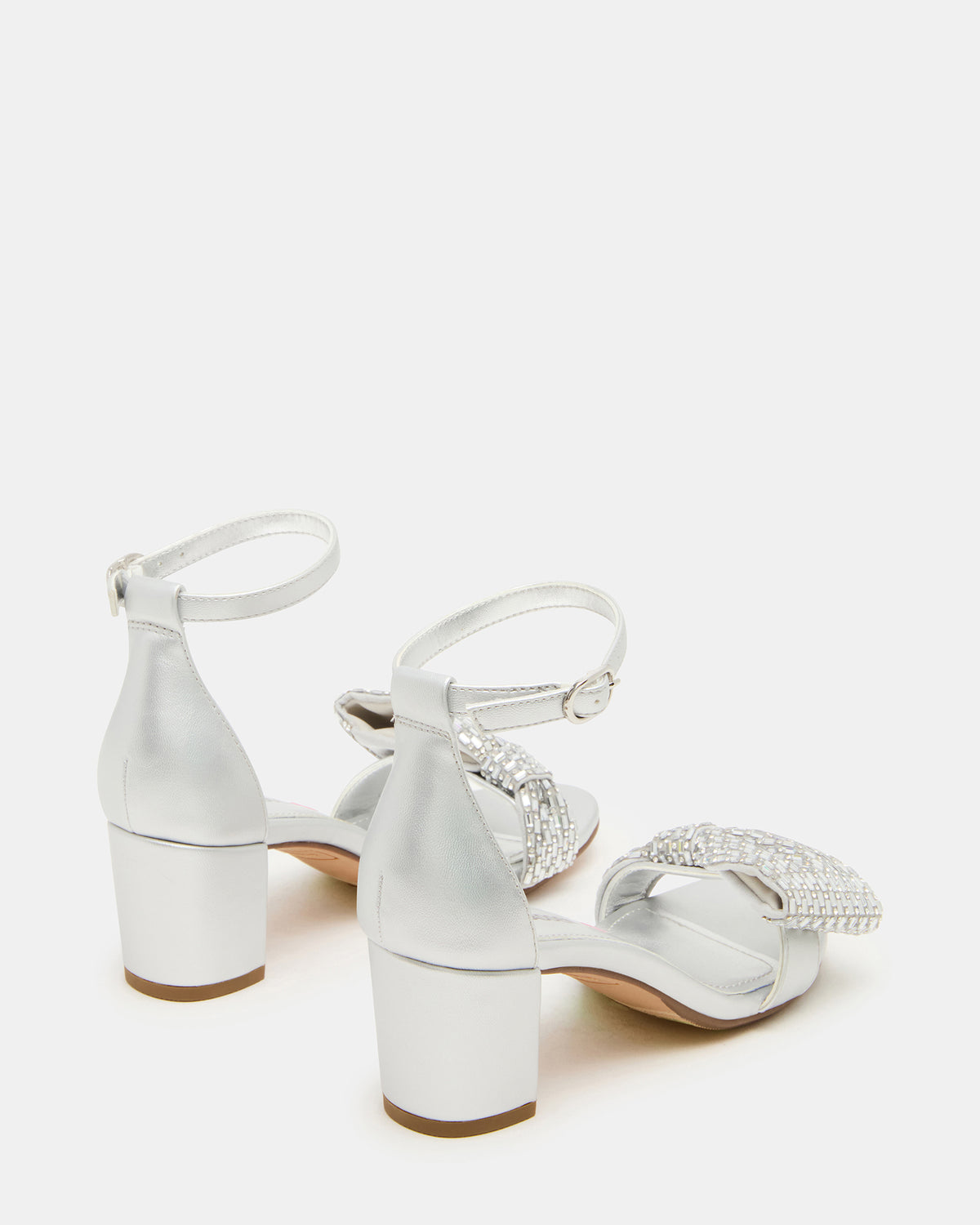 Kids' ABIGAL Silver Rhinestone Embellised Block Heel Girls' Heel | Steve Madden Discount