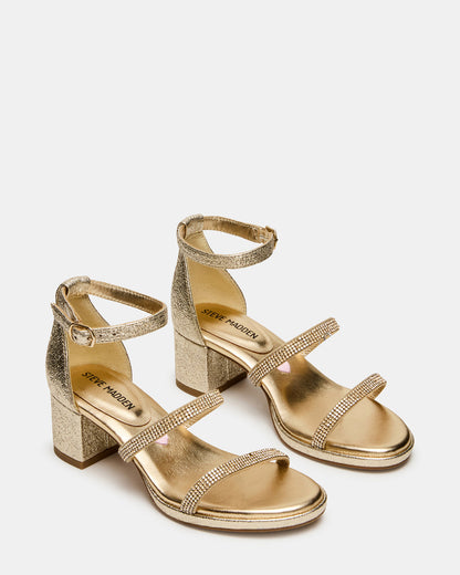 Kids' SIZZLE Gold Girls' Strappy Block Heel | Steve Madden Special Offer