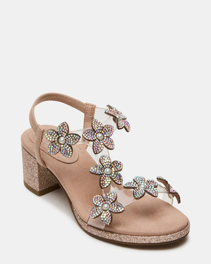 Kids' SAVVY Blush Girls' Strappy Rhinestone Block Heel | Steve Madden Sale