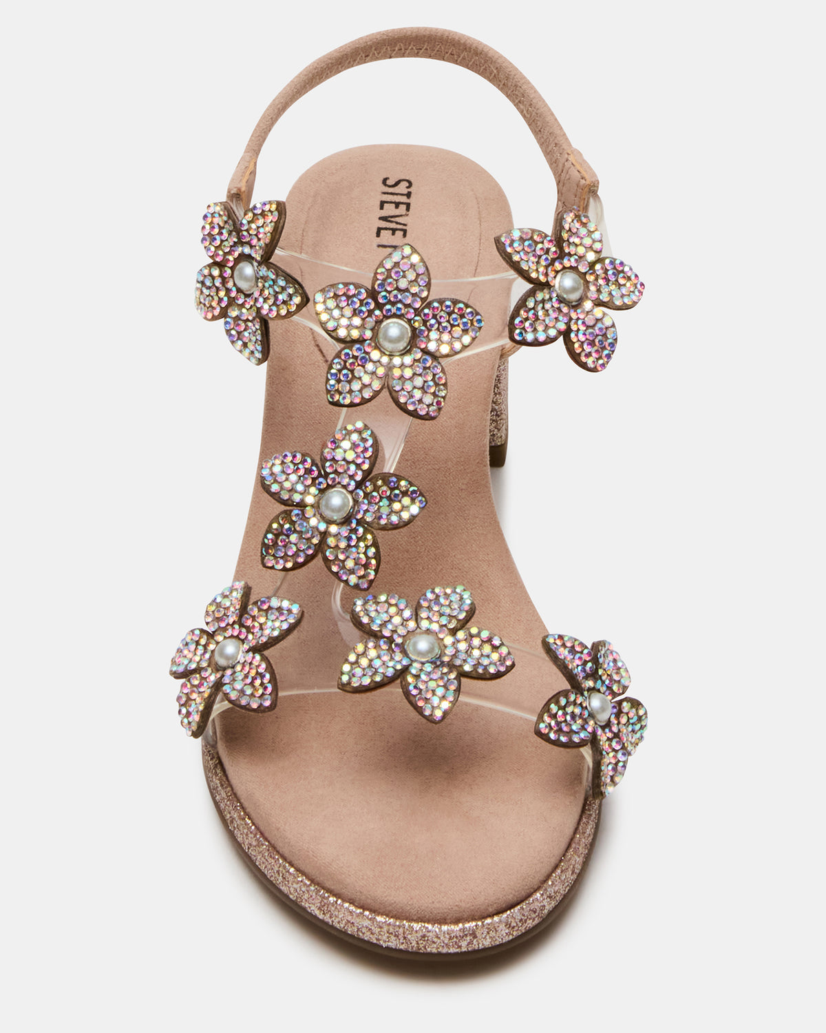 Kids' SAVVY Blush Girls' Strappy Rhinestone Block Heel | Steve Madden Sale