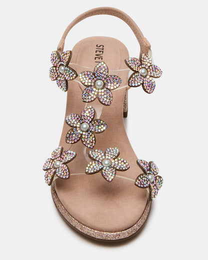 Kids' SAVVY Blush Girls' Strappy Rhinestone Block Heel | Steve Madden Sale