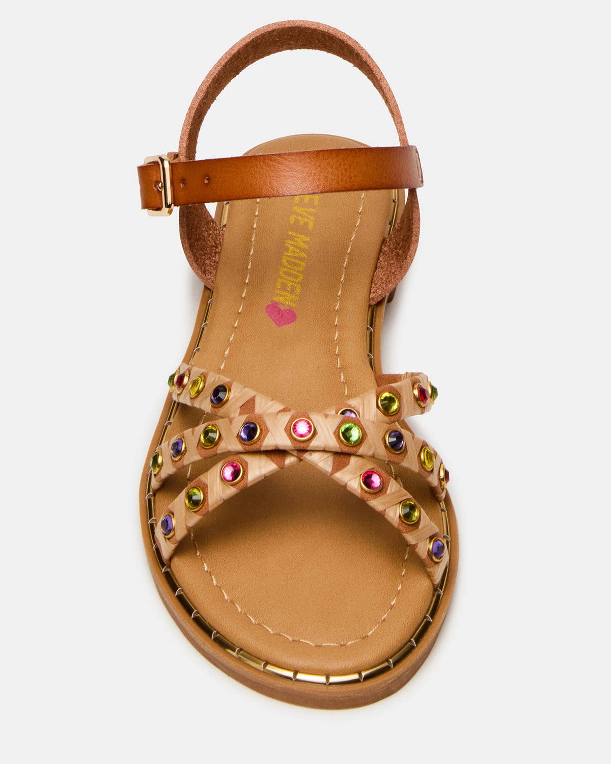 Kids' GILLIAN Cognac Multi Strappy Rhinestone Embellished Girls' Sandal | Steve Madden Deals