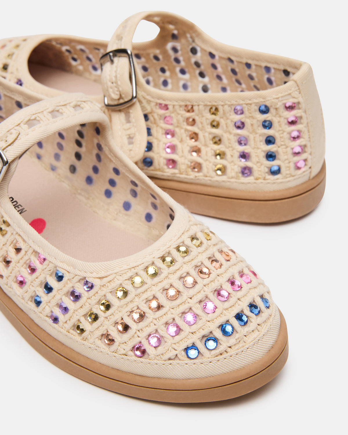 Kids' ROREE Natural Rhinestones Girls' Mary Jane Flats | Steve Madden Trending