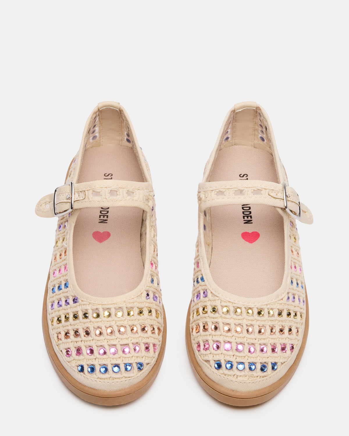 Kids' ROREE Natural Rhinestones Girls' Mary Jane Flats | Steve Madden Trending