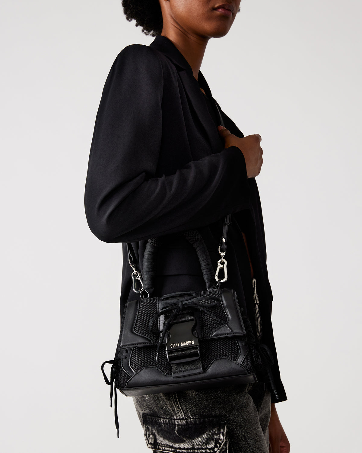 DIEGO Black Women's Handbag with Crossbody Strap | Steve Madden Essential