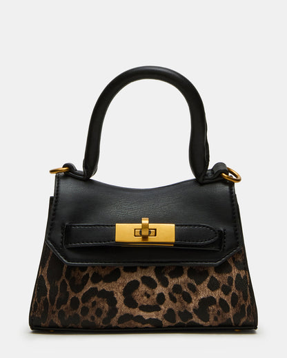 MADLYN Bag Leopard Structured Turn-Lock Closure Top-Handle Crossbody Mini Handbag | Steve Madden Essential