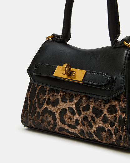 MADLYN Bag Leopard Structured Turn-Lock Closure Top-Handle Crossbody Mini Handbag | Steve Madden Essential
