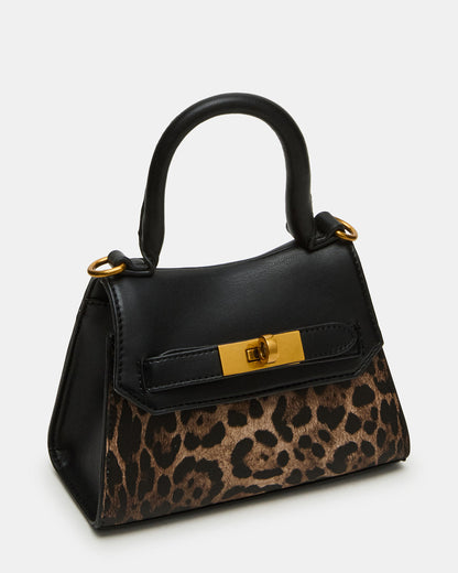 MADLYN Bag Leopard Structured Turn-Lock Closure Top-Handle Crossbody Mini Handbag | Steve Madden Essential