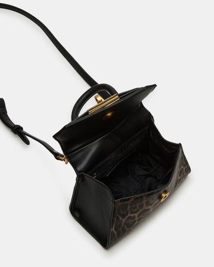 MADLYN Bag Leopard Structured Turn-Lock Closure Top-Handle Crossbody Mini Handbag | Steve Madden Essential