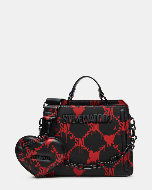 EVELYN Bag Drippy Hearts Black/Red Top Handle Crossbody Bag | Steve Madden Special Offer