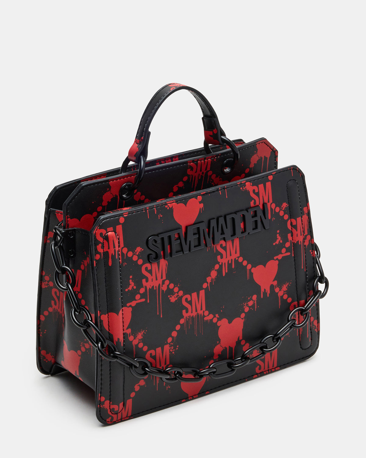 EVELYN Bag Drippy Hearts Black/Red Top Handle Crossbody Bag | Steve Madden Special Offer