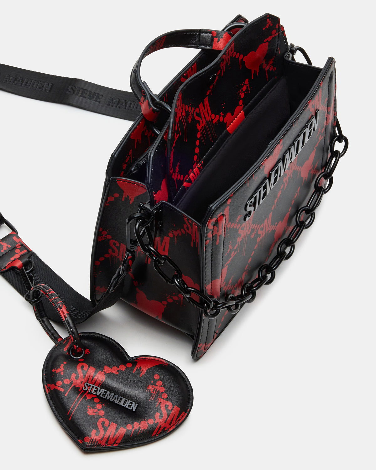 EVELYN Bag Drippy Hearts Black/Red Top Handle Crossbody Bag | Steve Madden Special Offer