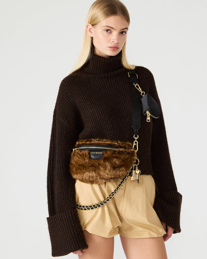 WYLDER Bag Brown Faux Fur Crossbody Women's Belt Handbag | Steve Madden Smart Buy