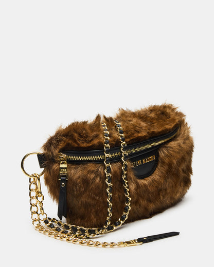 WYLDER Bag Brown Faux Fur Crossbody Women's Belt Handbag | Steve Madden Smart Buy