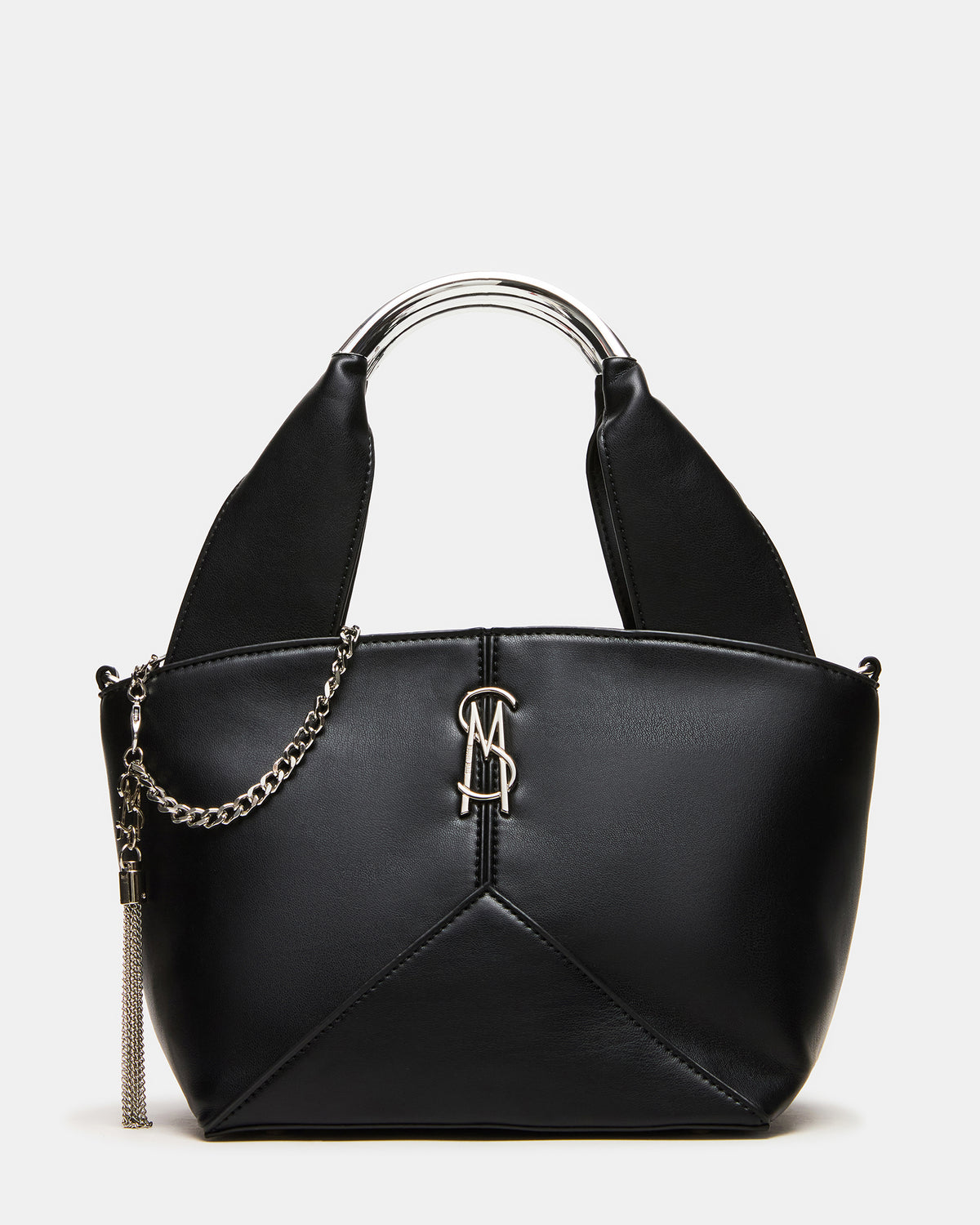 VIV Bag Black/Silver Top-Handle Hardware Embellished Handbag | Steve Madden Customer Favorite