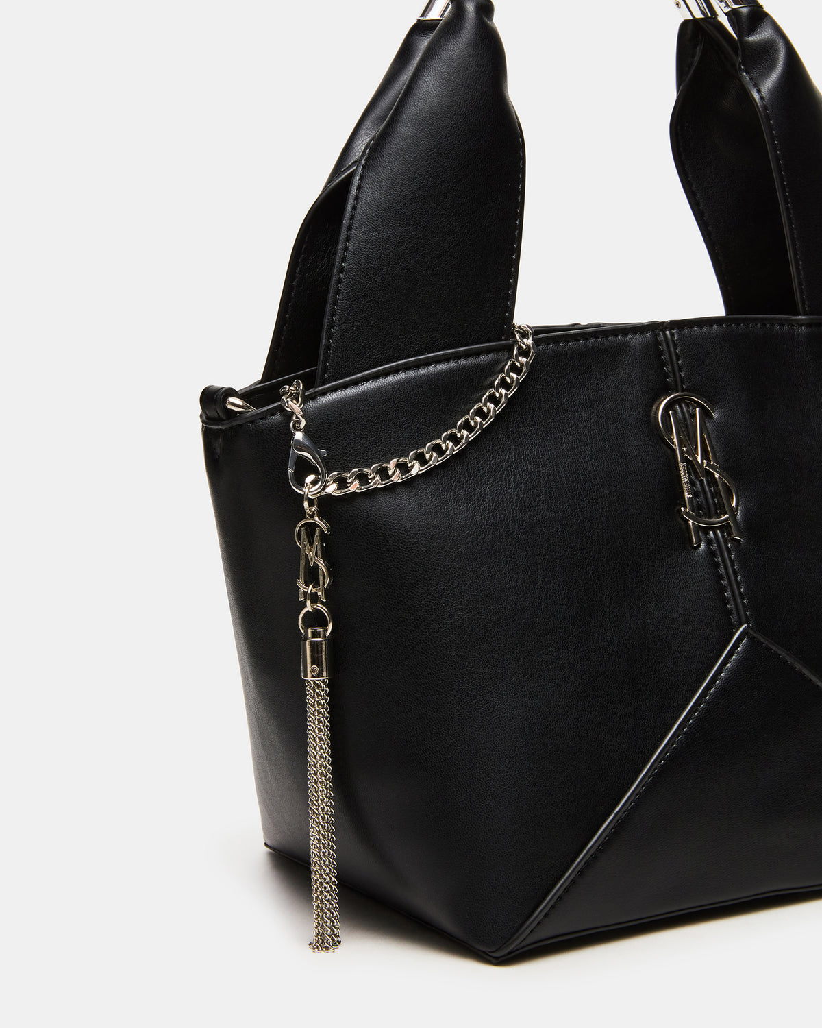 VIV Bag Black/Silver Top-Handle Hardware Embellished Handbag | Steve Madden Customer Favorite