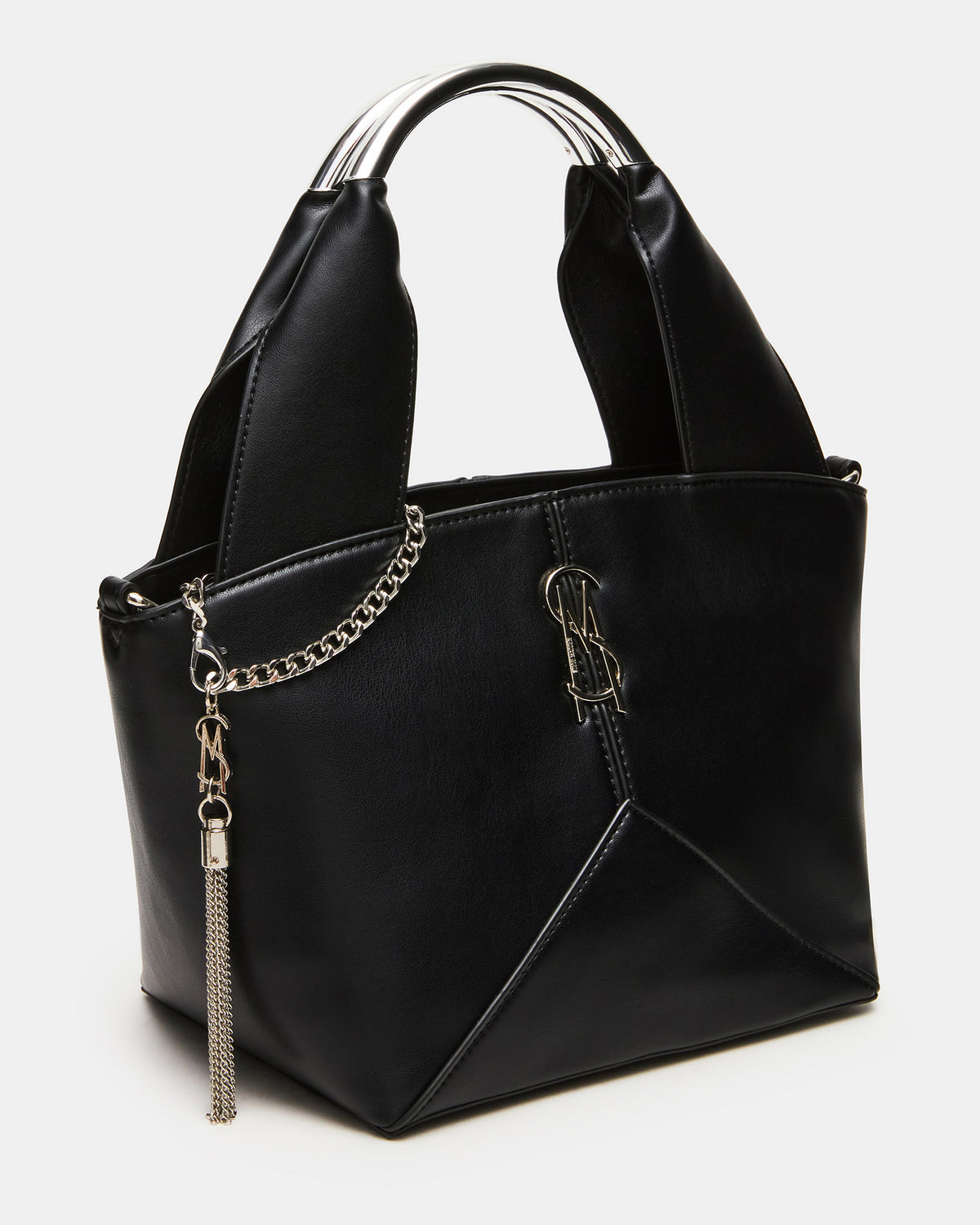 VIV Bag Black/Silver Top-Handle Hardware Embellished Handbag | Steve Madden Customer Favorite