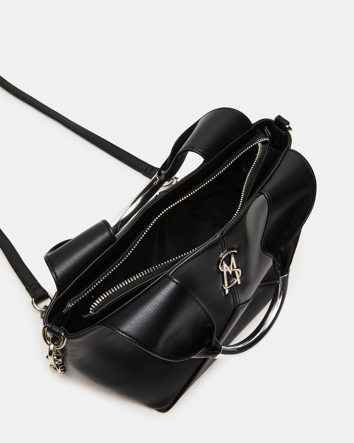 VIV Bag Black/Silver Top-Handle Hardware Embellished Handbag | Steve Madden Customer Favorite