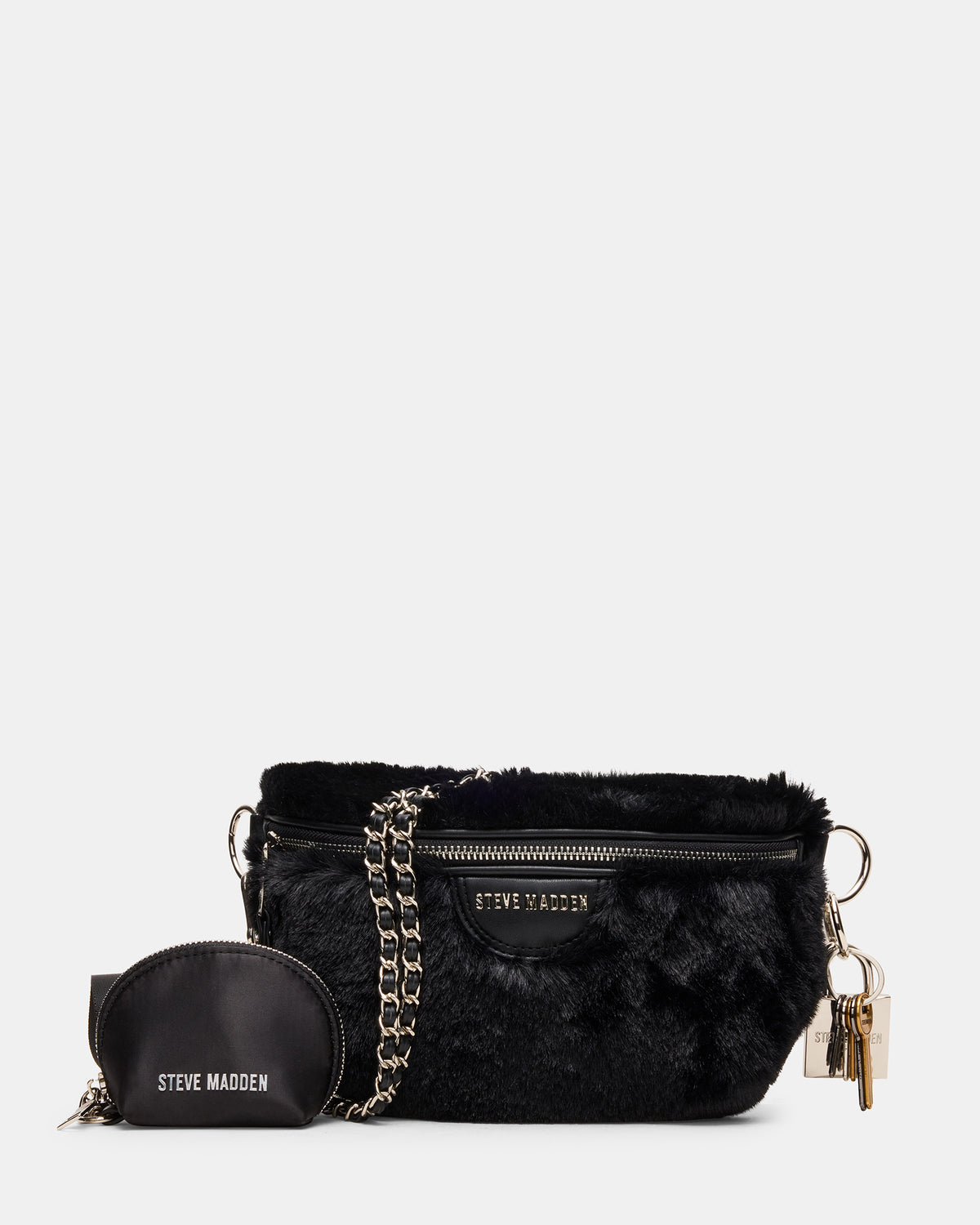 WYLDER Bag Black Faux Fur Crossbody Women's Belt Handbag | Steve Madden Latest