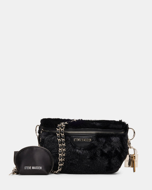 WYLDER Bag Black Faux Fur Crossbody Women's Belt Handbag | Steve Madden Latest