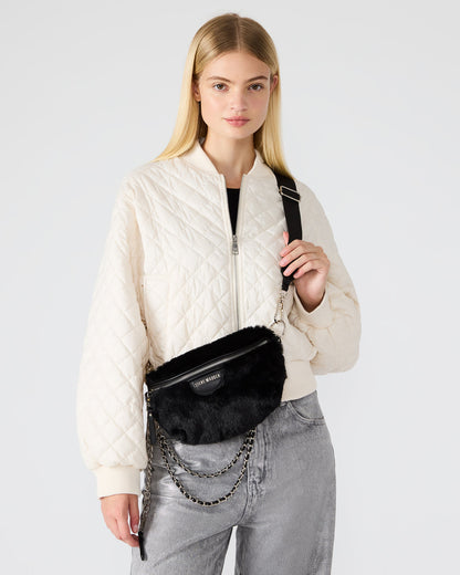 WYLDER Bag Black Faux Fur Crossbody Women's Belt Handbag | Steve Madden Latest