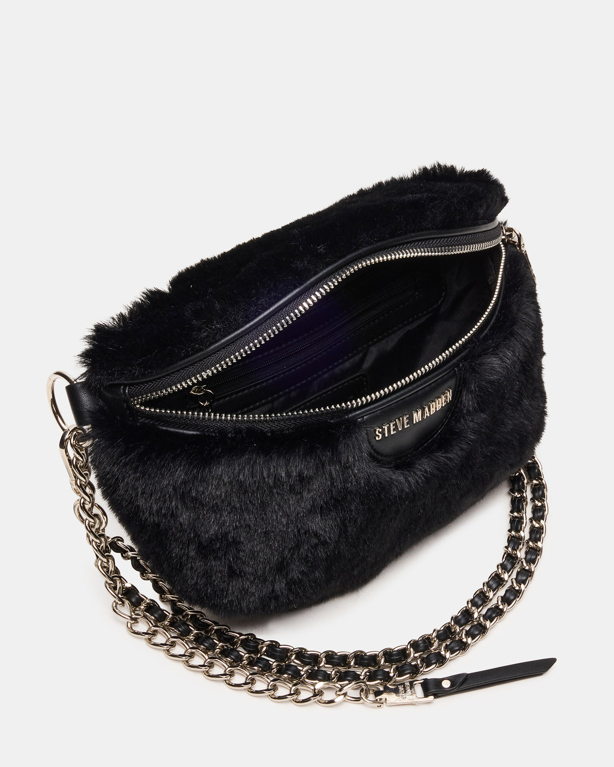 WYLDER Bag Black Faux Fur Crossbody Women's Belt Handbag | Steve Madden Latest