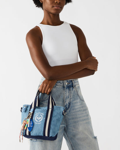 COLLEGE Bag Denim Top-Handle Crossbody Tote Handbag | Steve Madden Classic