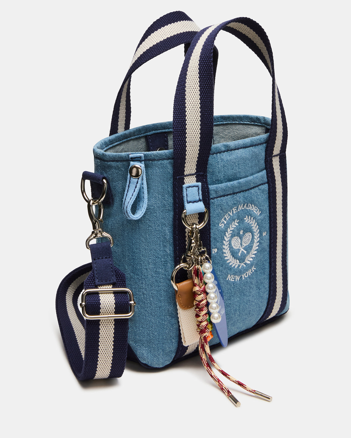 COLLEGE Bag Denim Top-Handle Crossbody Tote Handbag | Steve Madden Classic