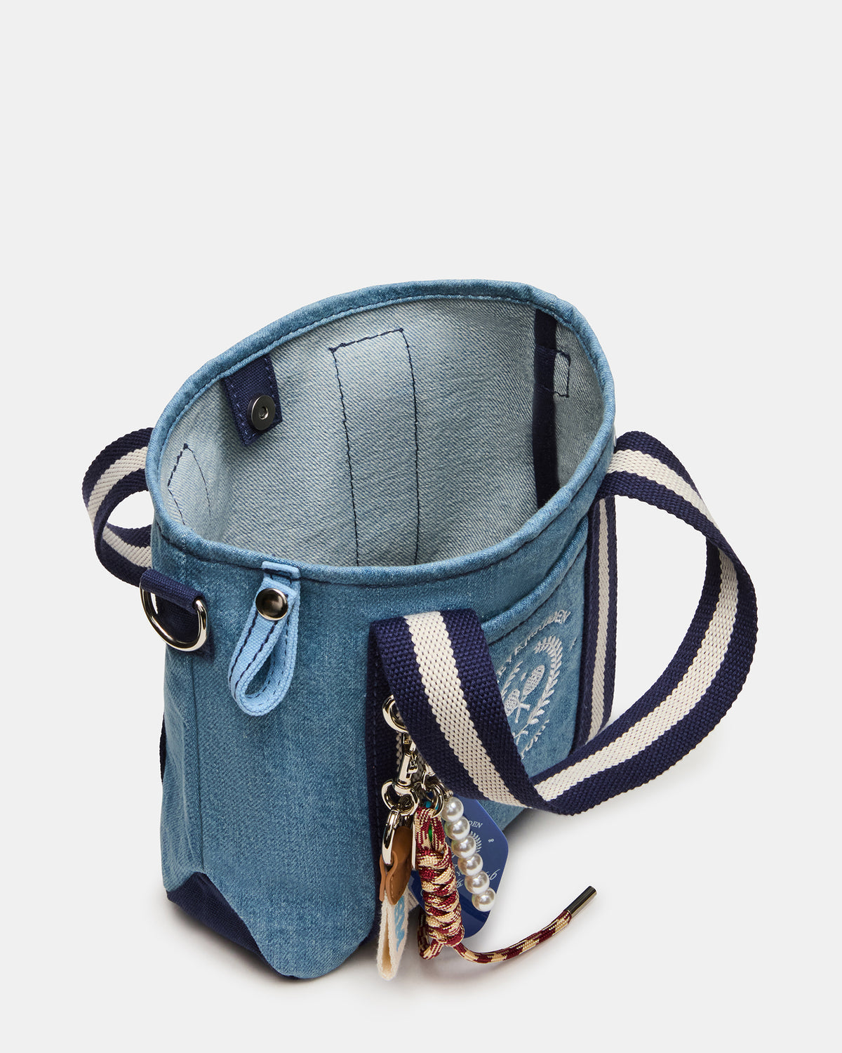 COLLEGE Bag Denim Top-Handle Crossbody Tote Handbag | Steve Madden Classic