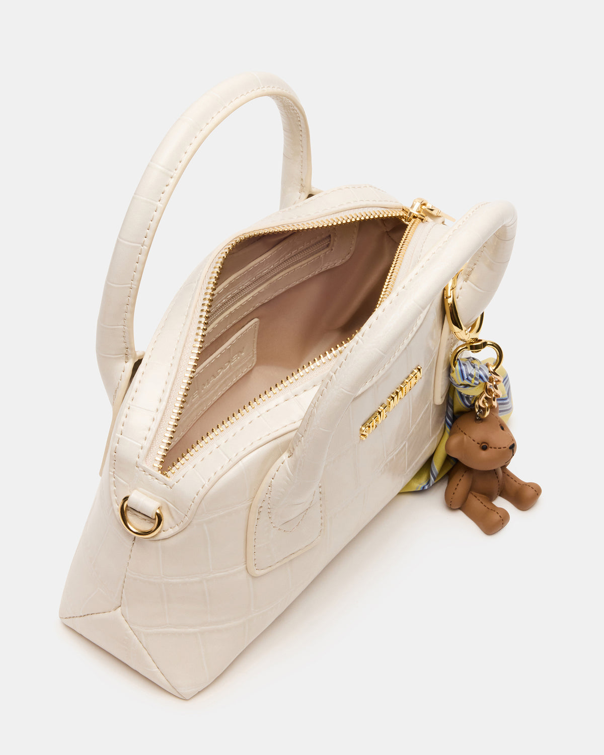MELODIE Bag Bone Crocodile Dome Satchel Top-Handle Crossbody Handbag | Steve Madden Featured