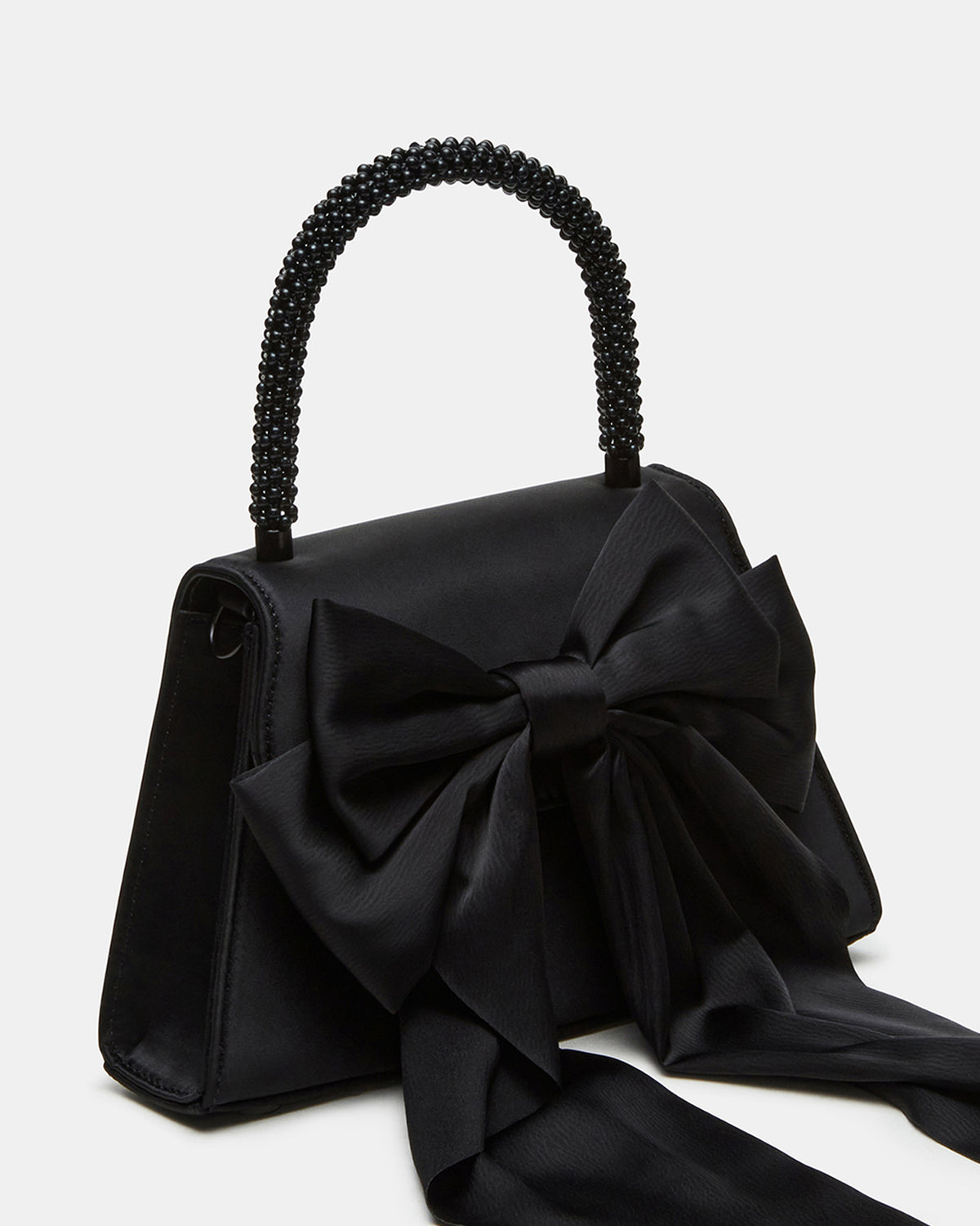 COSETTE Bag Black Satin Beaded Top-Handle Mini Handbag | Steve Madden Exclusive