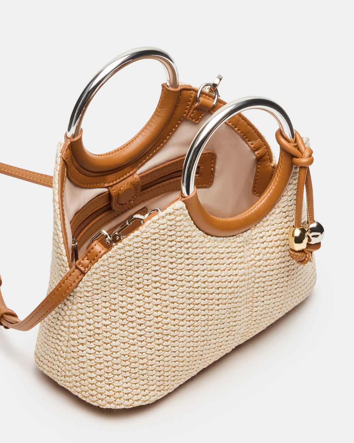 GEENA Straw Bag Light Natural Ring Top-Handle Crossbody Handbag | Steve Madden Popular