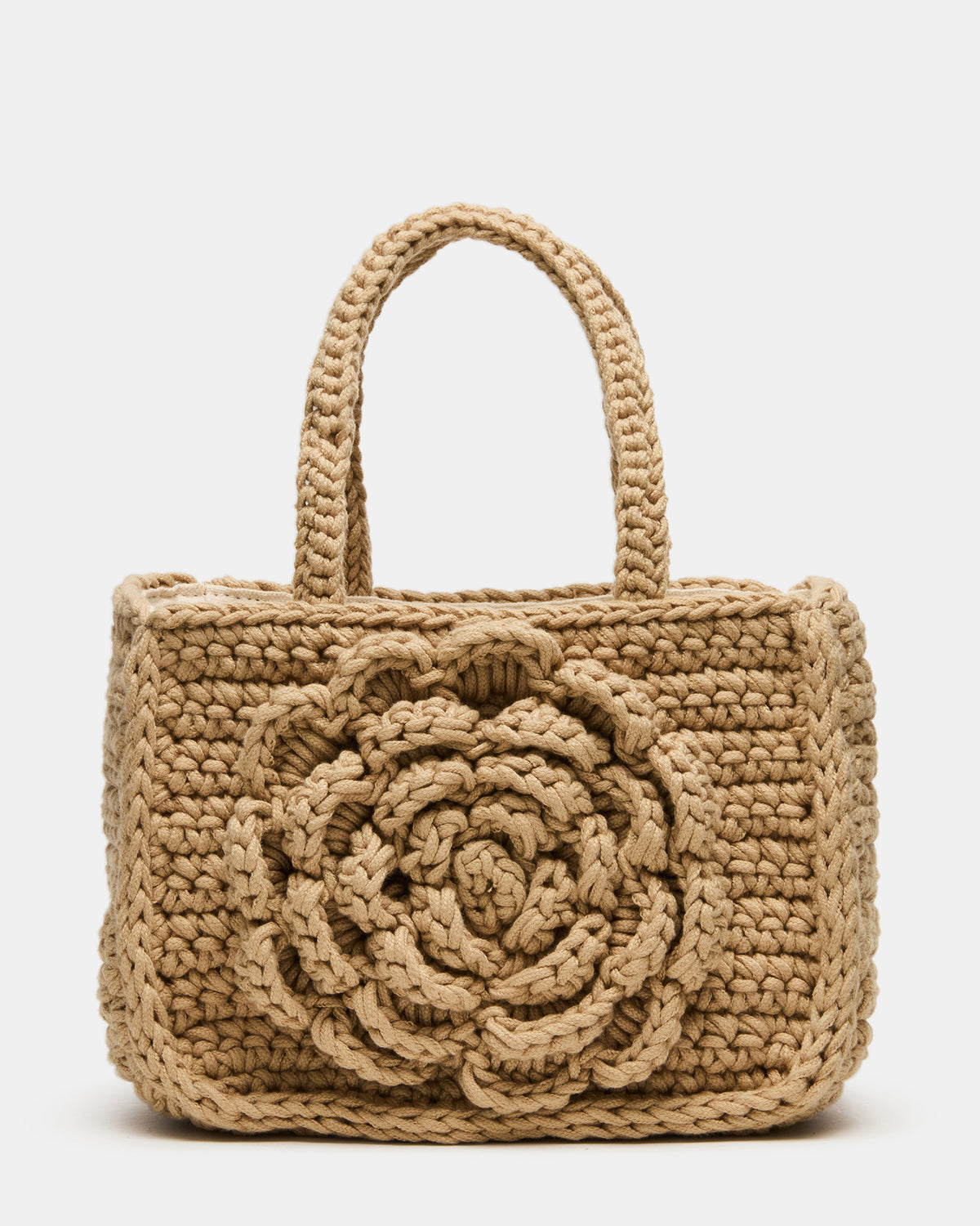LUVLY Bag Natural Mini Top-Handle Flower Decal Crochet Crossbody Handbag | Steve Madden Best Seller