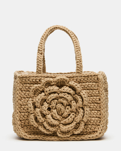 LUVLY Bag Natural Mini Top-Handle Flower Decal Crochet Crossbody Handbag | Steve Madden Best Seller