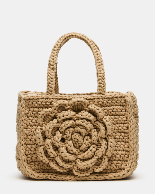 LUVLY Bag Natural Mini Top-Handle Flower Decal Crochet Crossbody Handbag | Steve Madden Best Seller