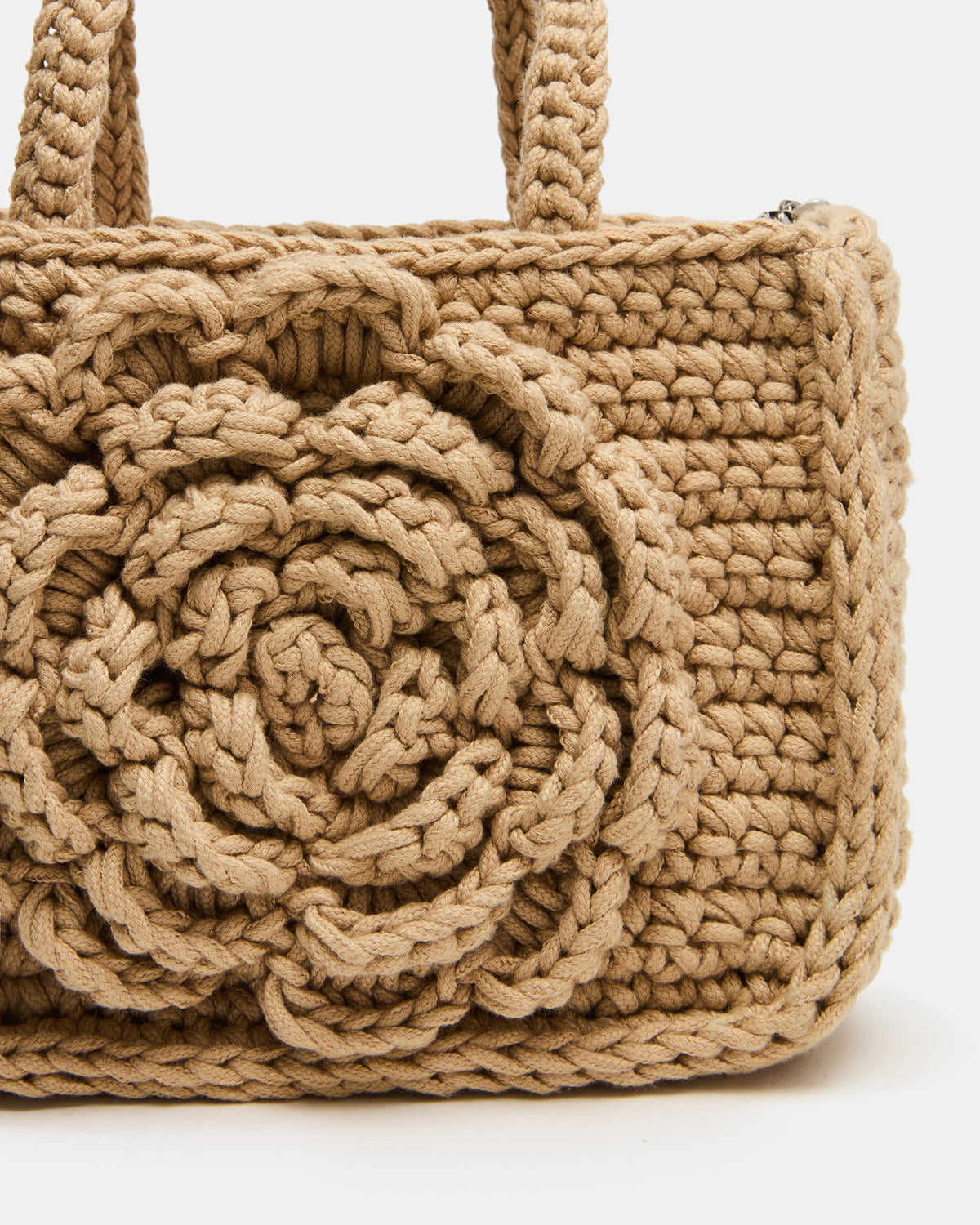 LUVLY Bag Natural Mini Top-Handle Flower Decal Crochet Crossbody Handbag | Steve Madden Best Seller