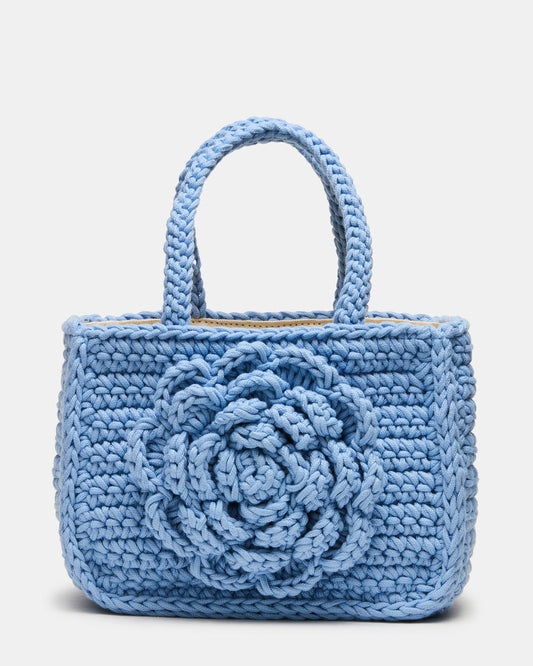 LUVLY Bag Light Blue Mini Top-Handle Flower Decal Crochet Crossbody Handbag | Steve Madden Customer Favorite