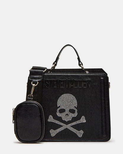 EVELYN Skull Bag Black Top Handle Crossbody Bag | Steve Madden Smart Buy