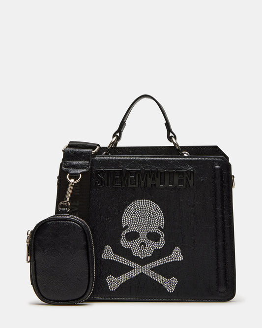 EVELYN Skull Bag Black Top Handle Crossbody Bag | Steve Madden Smart Buy
