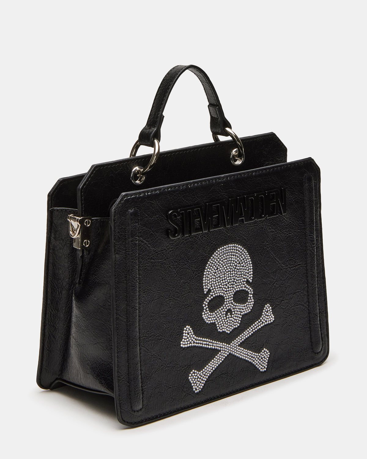 EVELYN Skull Bag Black Top Handle Crossbody Bag | Steve Madden Smart Buy