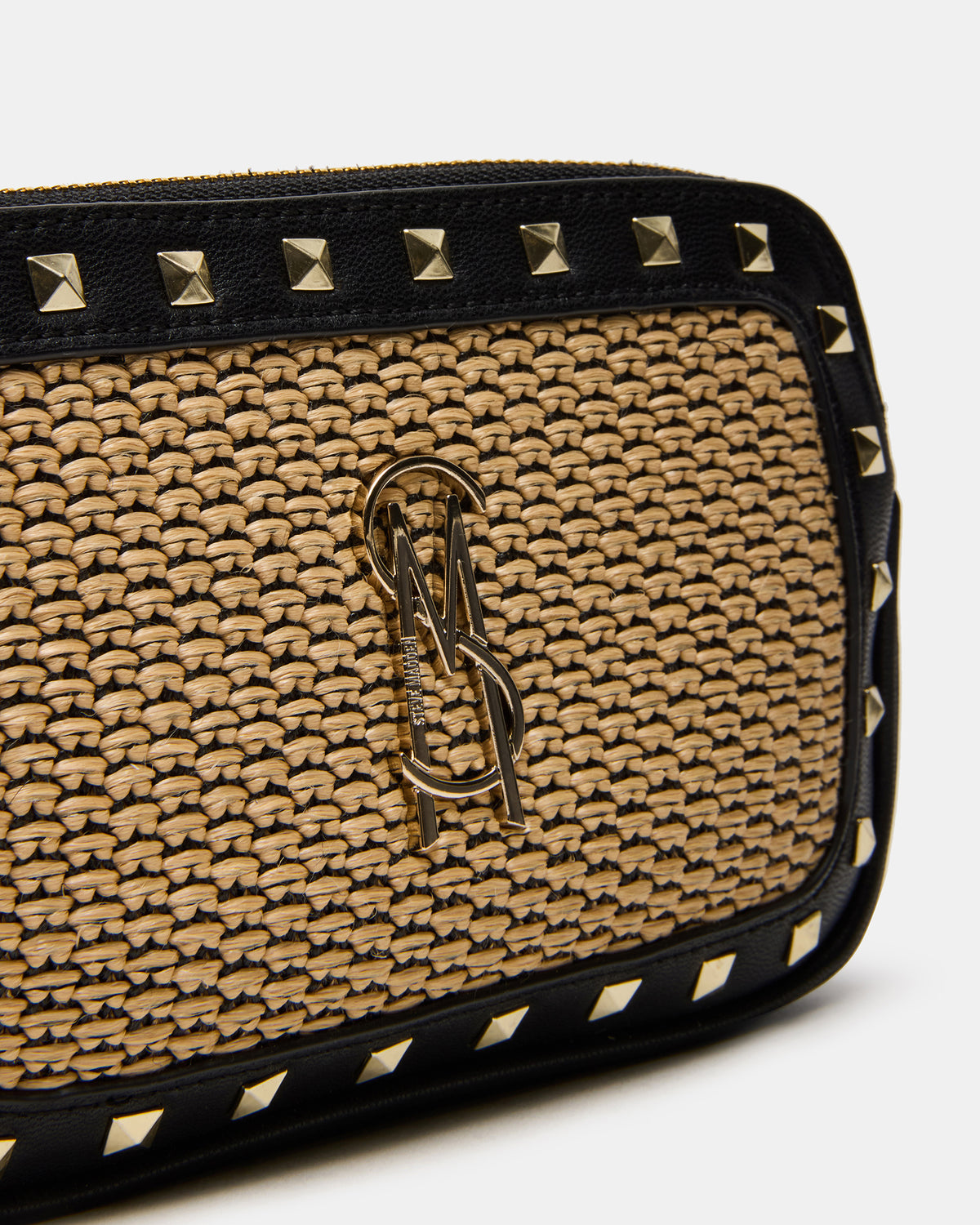 DAISYS Black Multi Women's Studded Straw Crossbody Handbag | Steve Madden Best Price