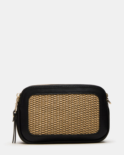 DAISYS Black Multi Women's Studded Straw Crossbody Handbag | Steve Madden Best Price