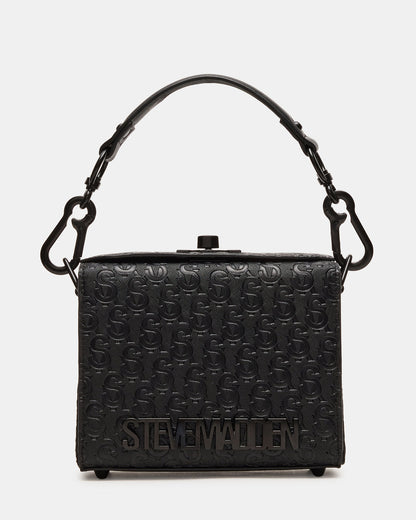 NOYA Black/Black Women's Embossed Crossbody Top-Handle Box Handbag | Steve Madden Hot Sale