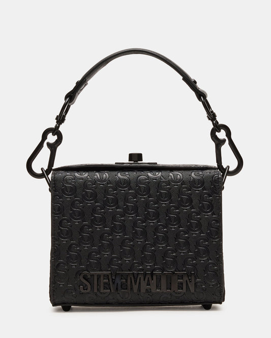 NOYA Black/Black Women's Embossed Crossbody Top-Handle Box Handbag | Steve Madden Hot Sale