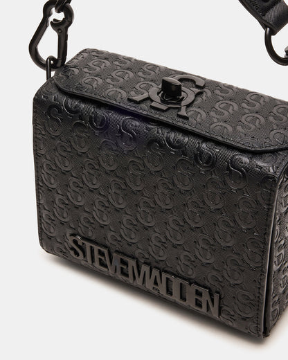 NOYA Black/Black Women's Embossed Crossbody Top-Handle Box Handbag | Steve Madden Hot Sale